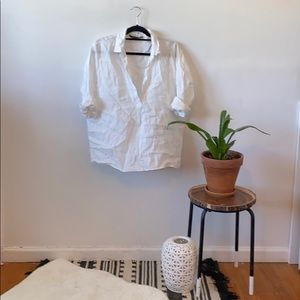 Oversized linen shirt.